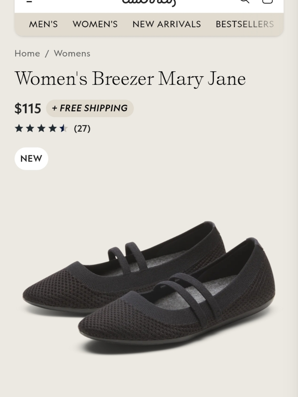 allbirds Women's Breezer Mary Jane Flats - Black